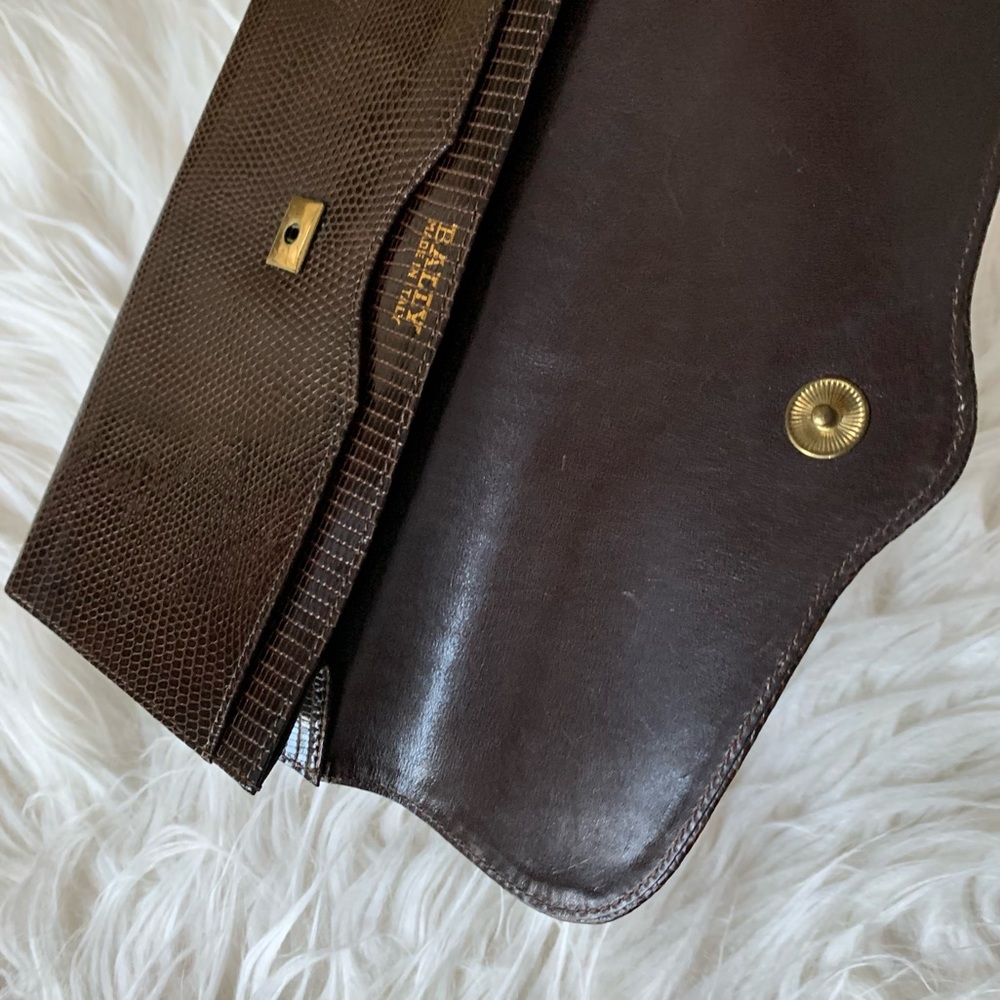 Vintage Bally Genuine Lizard Wallet Chocolate Brown Made in Italy - Picture 4 of 15